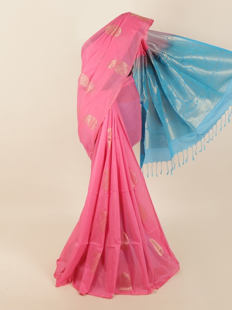 Pothys Pink & Gold-Toned Woven Design Silk Blend Saree