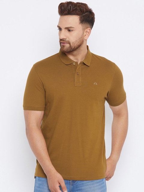 

98 Degree North Men Mustard Yellow Polo Collar T-shirt