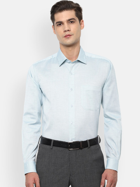 

Louis Philippe Men Blue Slim Fit Checked Pure Cotton Casual Shirt