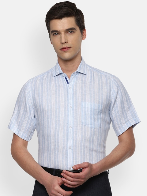 

Van Heusen Men Blue Striped Formal Linen Shirt