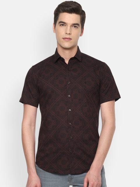 

V Dot Men Brown Slim Fit Printed Casual Shirt