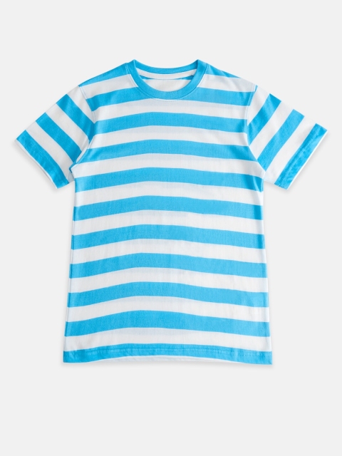 Pantaloons Junior Boys Blue & White Striped T-shirt