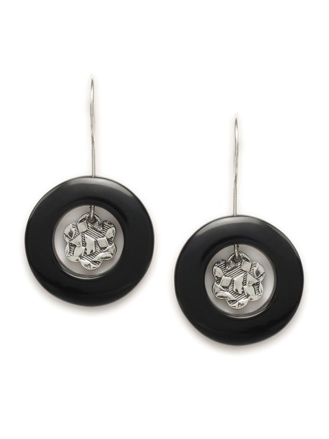 

Fabindia Silver & Black Contemporary Drop Earrings