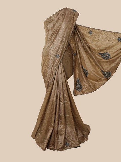 

Pothys Tan & Grey Floral Art Silk Saree