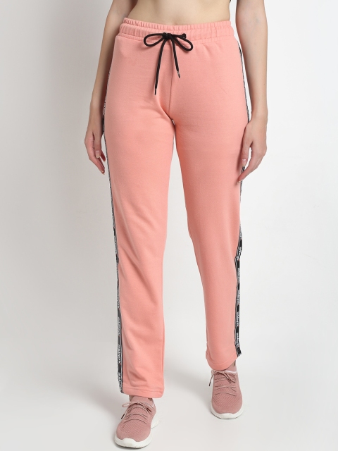 

Club York Women Peach-Coloured Solid Straight-Fit Track Pants
