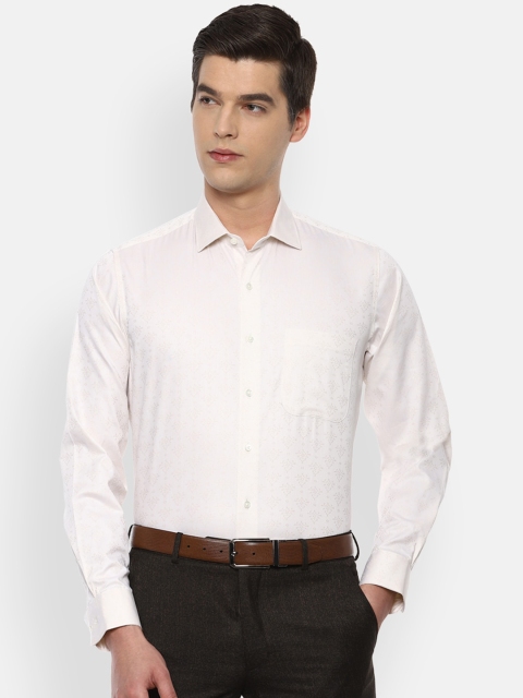 

Van Heusen Men Cream-Coloured Slim Fit Formal Cotton Shirt