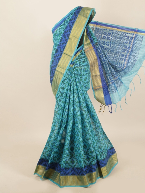 

Pothys Blue & Green Ethnic Motifs Saree