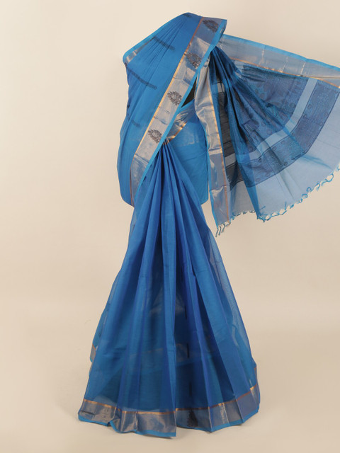 

Pothys Blue & Black Ethnic Motifs Zari Saree