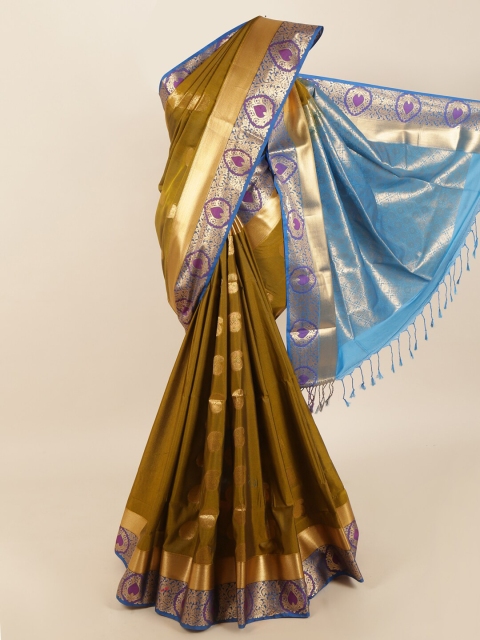 

Pothys Green & Blue Woven Design Zari Silk Blend Saree