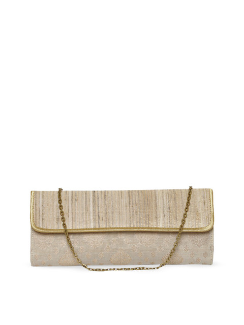 

Fabindia Gold-Toned & Beige Envelope Clutch