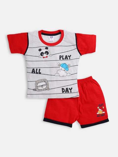 

Nottie Planet Boys Red & Grey Printed T-shirt with Shorts