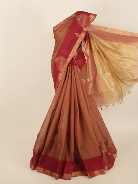 

Pothys Brown & Maroon Floral Zari Saree