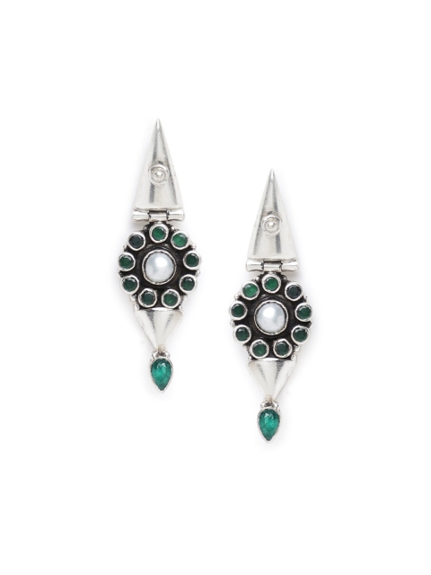 

Fabindia Silver-Toned Contemporary Drop Earrings