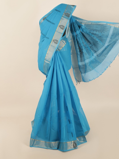 

Pothys Blue & Gold-Toned Woven Design Saree