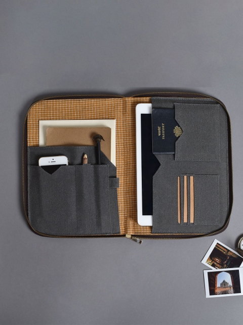 

IndieGood Orange & White Checked Cotton Tech Organizer