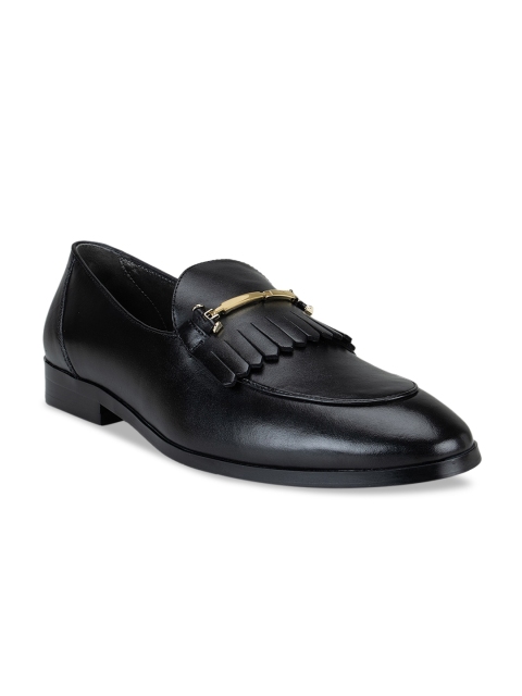 

ROSSO BRUNELLO Men Black Leather Slip-On Loafers