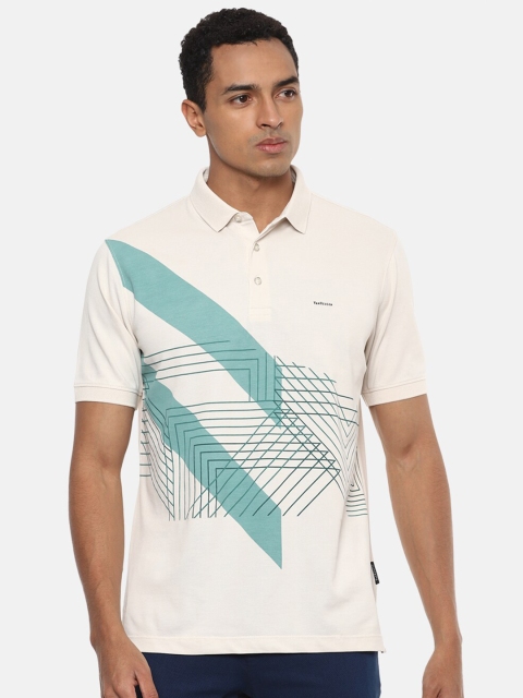 

Van Heusen Men Cream-Coloured Printed Polo Collar T-shirt