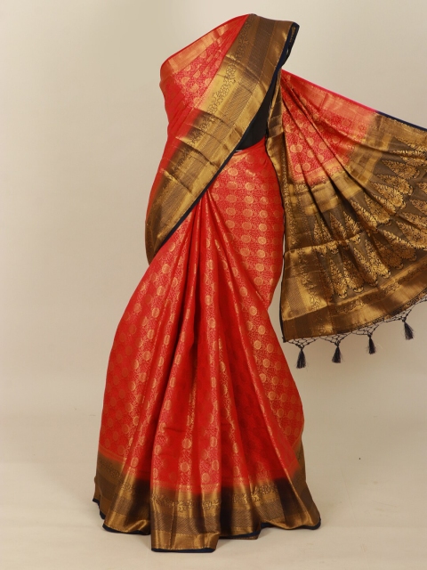 

Pothys Red & Gold-Toned Woven Design Zari Art Silk Banarasi Saree