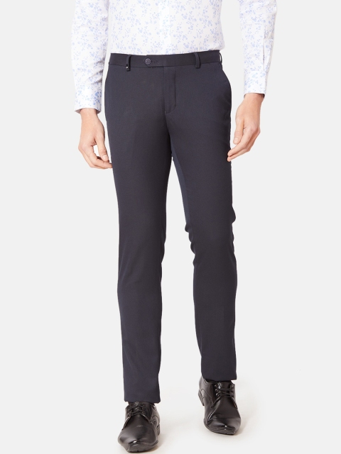 

Oxemberg Men Navy Blue Slim Fit Formal Trousers