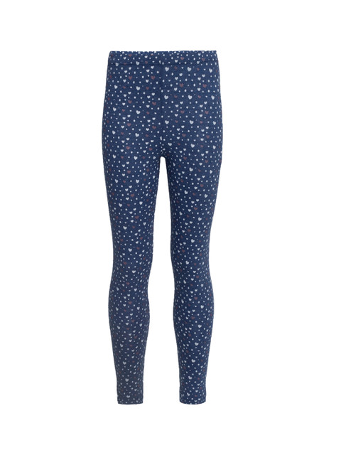 Jockey Girls Blue & White Hearts Printed Slim-Fit Ankle-Length Leggings