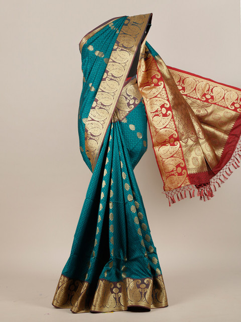

Pothys Blue & Maroon Ethnic Motifs Zari Art Silk Saree