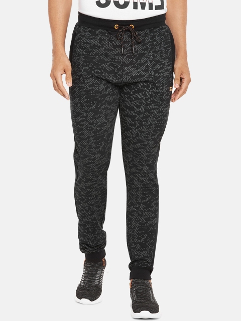 

Ajile by Pantaloons Men Black & White Printed Pure Cotton Slim-Fit Joggers