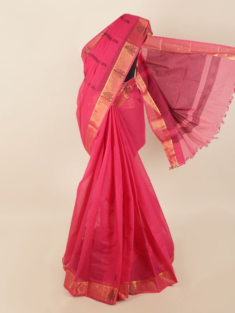 

Pothys Pink & Black Ethnic Motifs Zari Saree