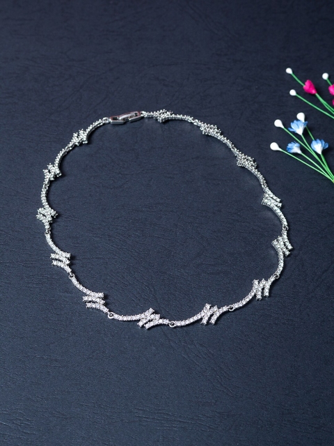 

Golden Peacock Silver-Toned & White Necklace