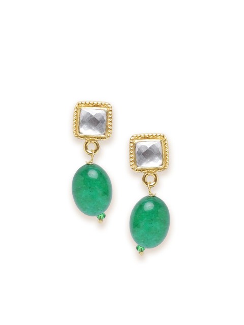 

Fabindia Gold-Toned & Green Contemporary Drop Earrings