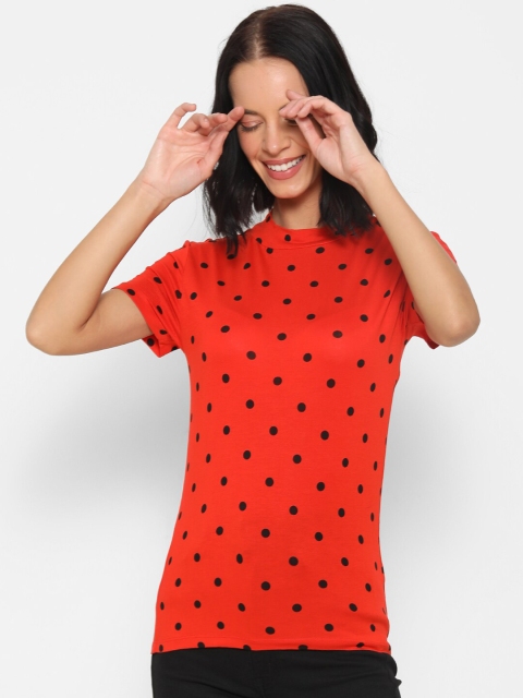 

FOREVER 21 Women Red Polka Dot Regular Top