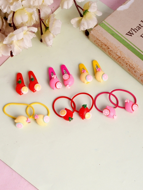 

Silvermerc Designs Girls Red & Pink 12 Pc Embellished Hair Accessory Set