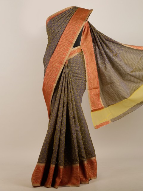 

Pothys Women Blue & Green Cotton Blend Floral Woven Designed Saree
