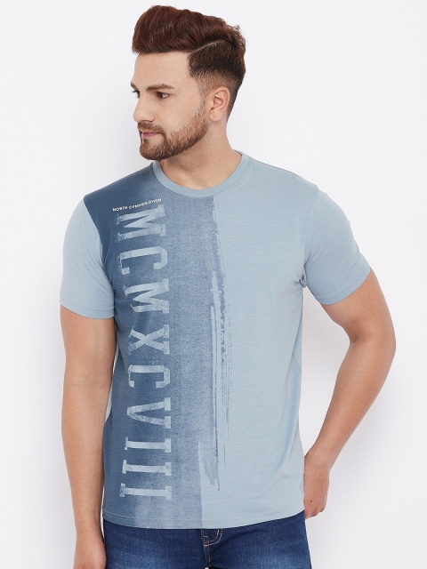 

98 Degree North Men Blue Typography Printed T-shirt