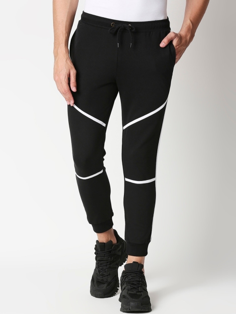 

Bewakoof Men Black Striped Straight-Fit Joggers