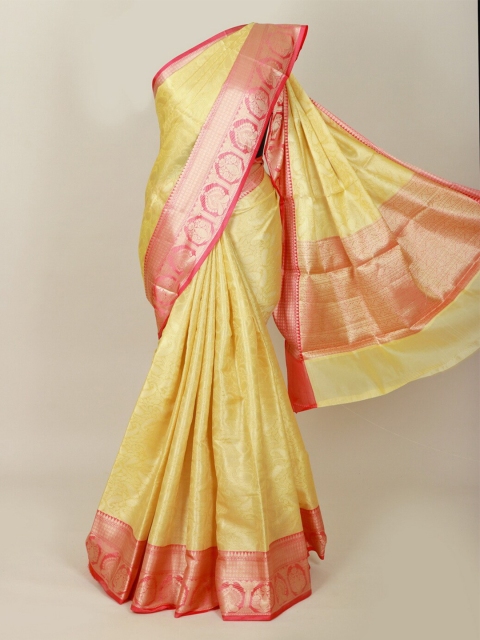 

Pothys Yellow & Pink Woven Design Zari Art Silk Banarasi Saree