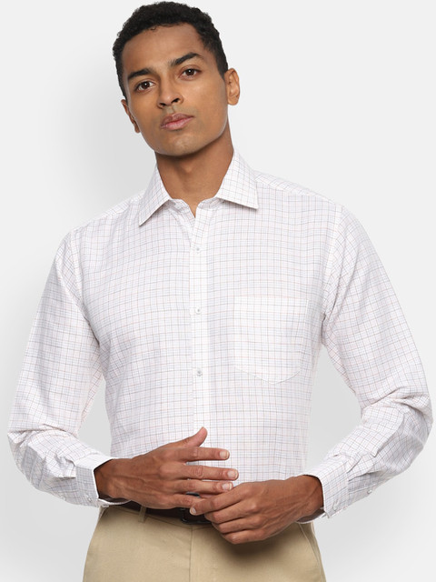 

Van Heusen Men Off-White Grid Tattersall Checked Formal Shirt