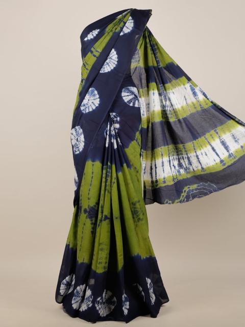 

Pothys Green & Navy Blue Batik Printed Saree