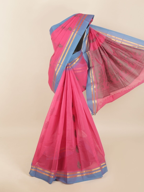 

Pothys Pink & Blue Ethnic Motifs Zari Saree