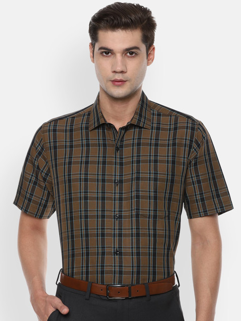 

Van Heusen Men Brown Tartan Checks Checked Formal Shirt