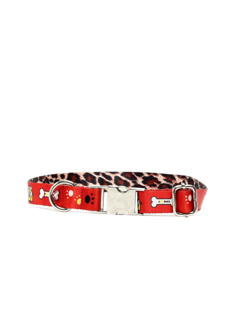 

WIGGLE TWIDDLE Red & White Printed Dog Leash & Collar