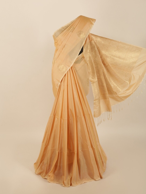 

Pothys Cream-Coloured & Gold-Toned Woven Design Zari Silk Blend Saree