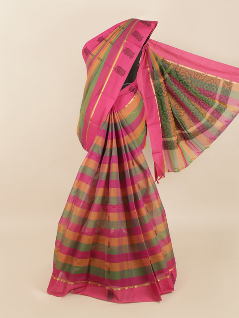 

Pothys Pink & Orange Striped Saree