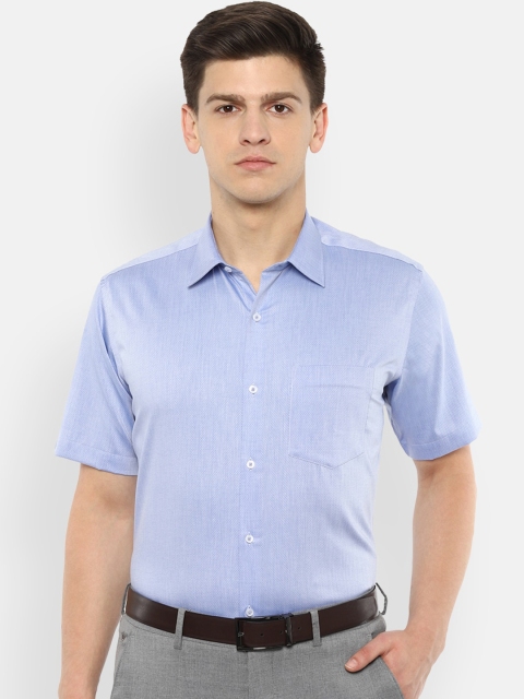 

Van Heusen Men Blue Printed Formal Cotton Shirt