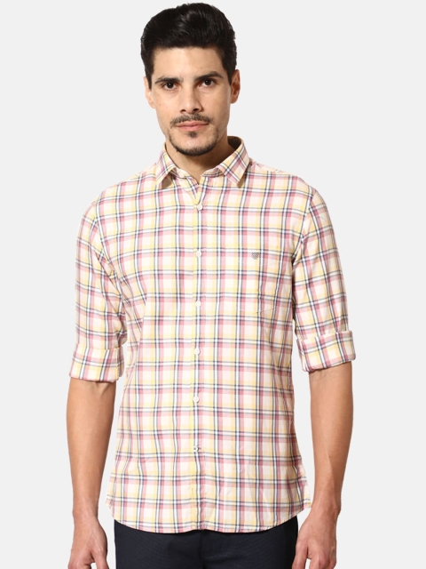

J Hampstead Men Red And Cream Slim Fit Checked Casual Shirt