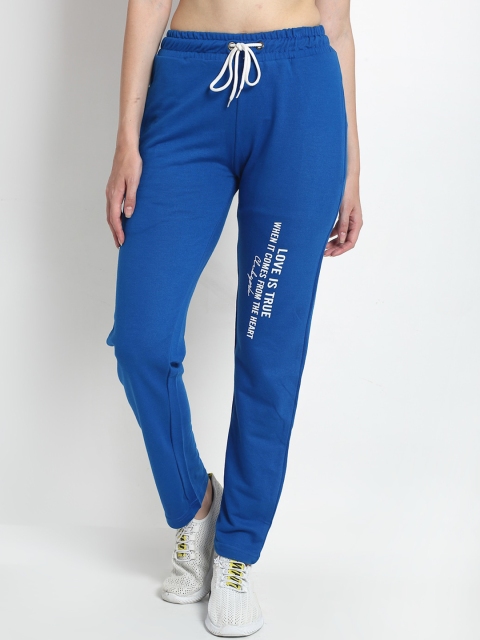

Club York Women Blue & White Printed Straight- Fit Track Pants