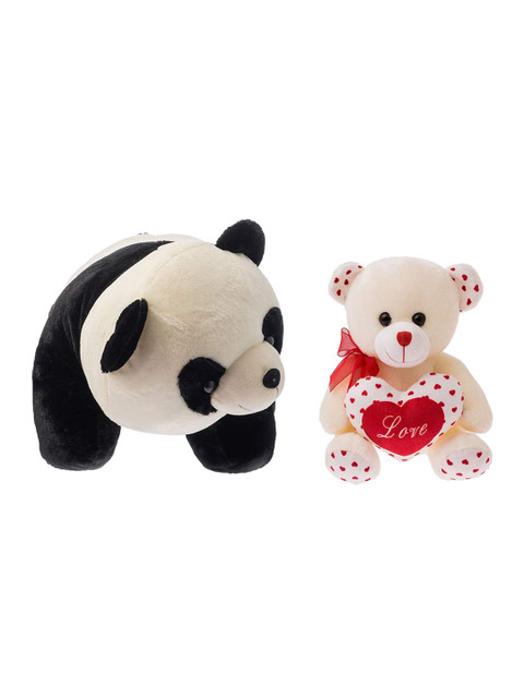 

Dimpy Stuff Unisex Kids Set Of 2 White & Black Bear & Standing Panda Stuffed Soft Toys