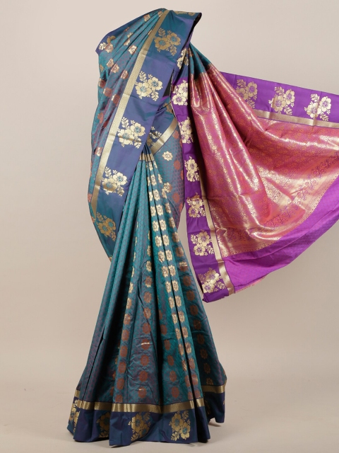 

Pothys Blue & Purple Floral Zari Art Silk Saree
