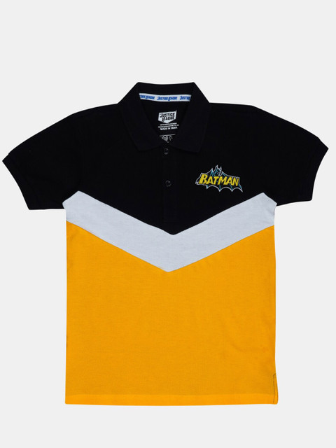 

Nap Chief Boys Black Polo Collar Batman Printed Slim Fit T-shirt