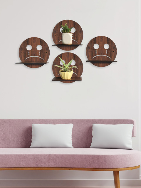 

RANDOM Set of 4 Brown MDF Basic Wall Shelf