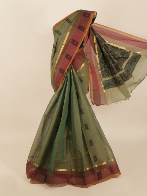 

Pothys Green & Maroon Floral Saree